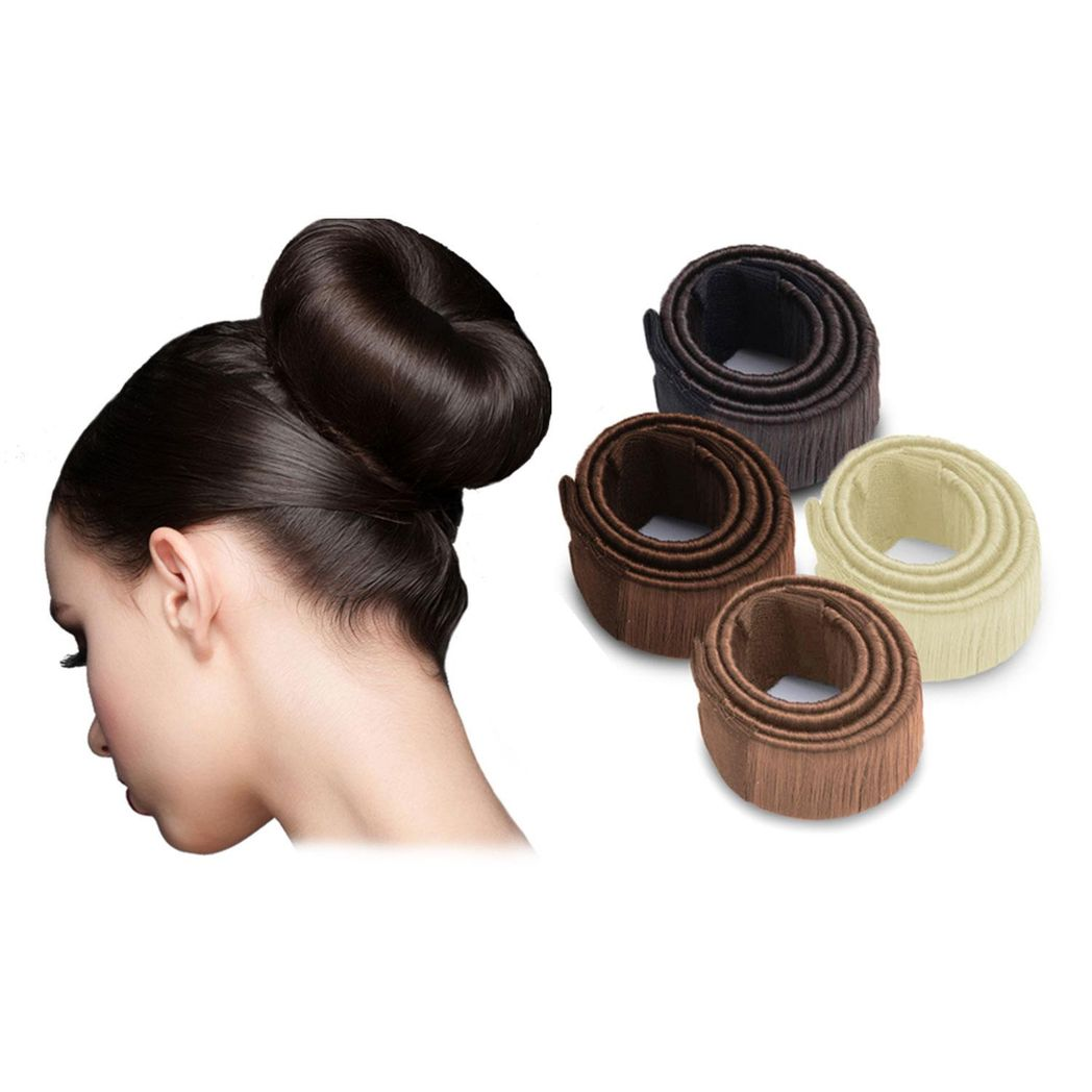 Women's Hair Styling Bun Maker Donut Former Twist Magic DIY Tool, Light Brown