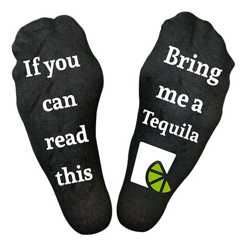 Gifting Slogan Socks If You Can Read This Bring me a Tequila, Black, Uk Size 4-7