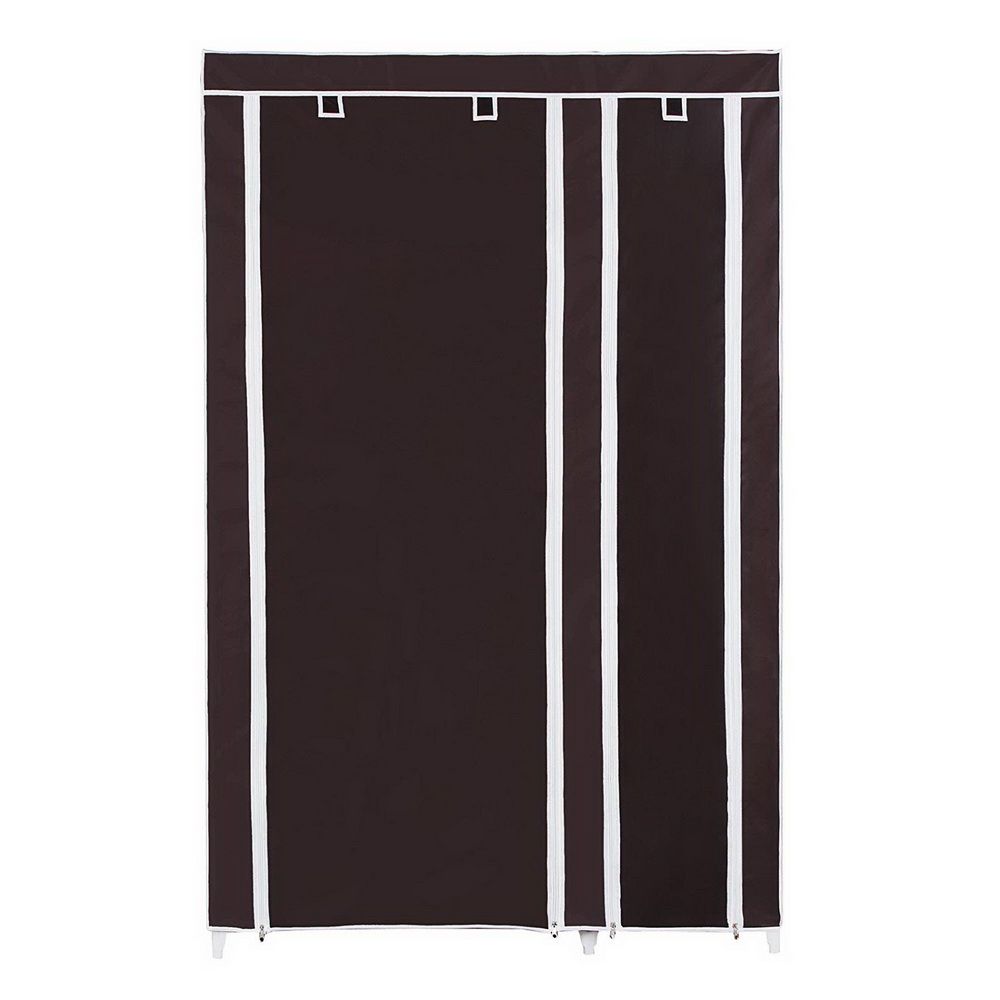 67" Portable Clothes Closet Wardrobe with Non-woven Fabric and Hanging Rod Quick and Easy to Assemble Dark Brown