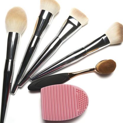 Silicone Egg Sponge Scrubber Make-Up Brush Cleaner - Pink/Purple[Pink]