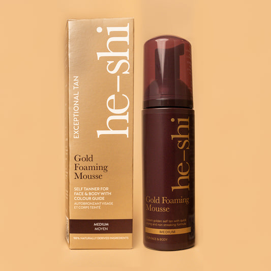 He-Shi Gold Foaming Mousse  - Medium Self Tan - Quick Dry - Easy to Apply