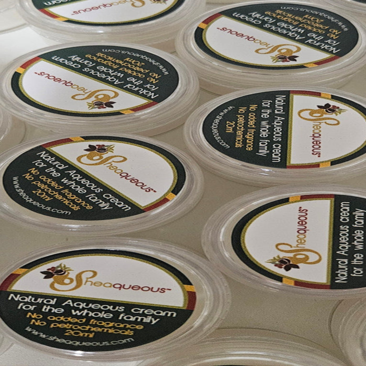 20ml Sheaqueous Body Lotion  with Organic Shea Butter, Almond Oil, cocoa butter, vitamin E. A natural aqueous butter for very dry skin, No added  Fragrance, for Sensitive Skin, Babies, Children, Eczema prone skin