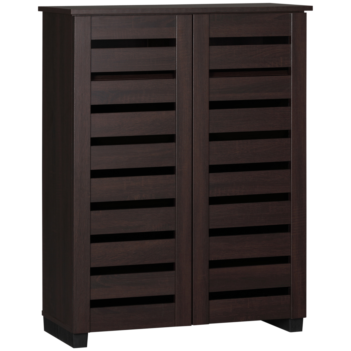 HOMCOM Shoe Storage Cabinet with Slatted Doors for 15 Pairs of Shoes Brown