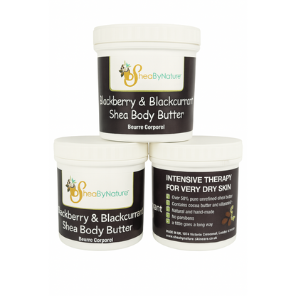 SheaByNature Blackberry & Black Currant Shea Body Butter – 250g.  It smells so delicious.250g  x 3 pots
