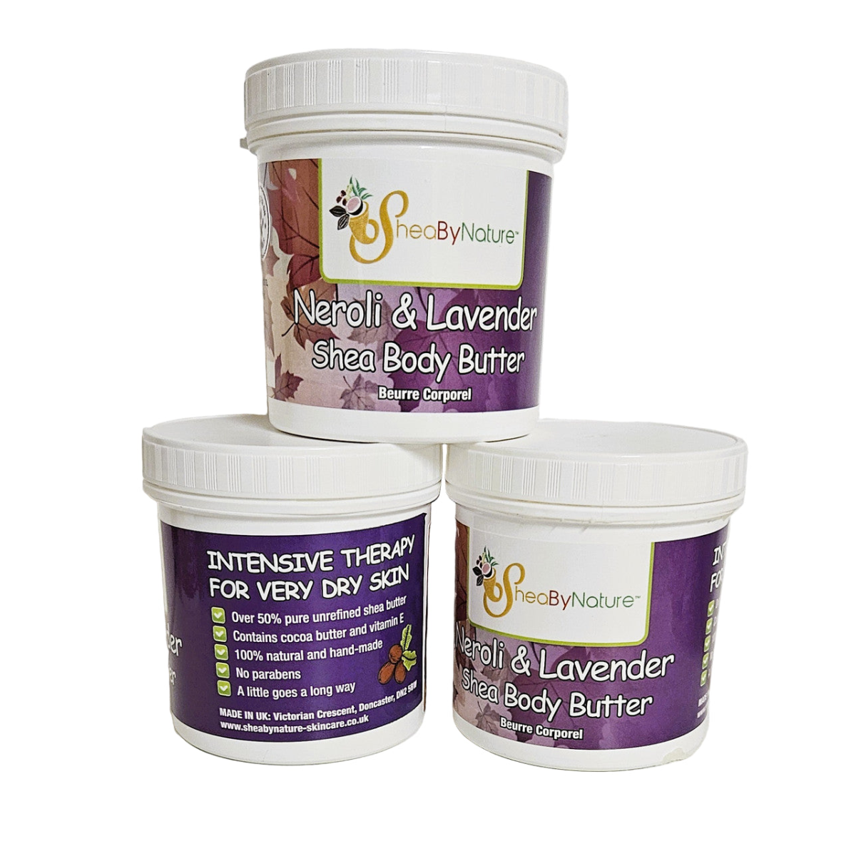 SheaByNature Shea Body Butter – Neroli & Lavender – 250g- Intesive moisturiser for very dry skin x 3 pots