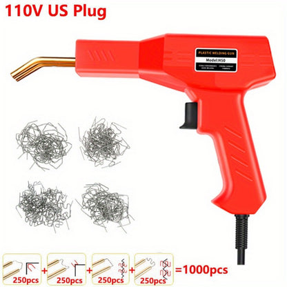 Upgraded Plastic Welding Machine Kit, Hot Stapler Welding Machine Car Bumper Repair Kit, 2-in-1 Plastic Welding Machine Welding Gun with Welding Rod and Staples, Used for Bumper/Kayak/Plastic Product