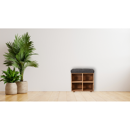 Artisan Furniture Solid Mango Wood Mini Black Shoe Storage Footstool