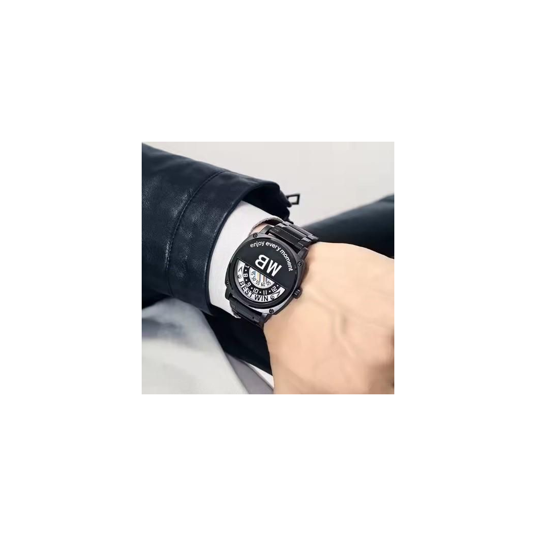 Bestwin Mens Fashion Dated Waterproof Black Bracelets Watch 919H