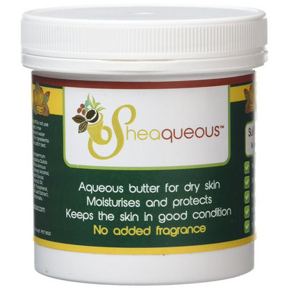 6 Pots of Sheaqueous Aqueous Cream with Organic Shea Butter, Almond Oil, cocoa butter, vitamin E. A natural aqueous cream for very dry skin, for Sensitive Skin, Children, Eczema prone skin , Use in Pregnancy for expanding tummy NO ADDED FRAGRANCE