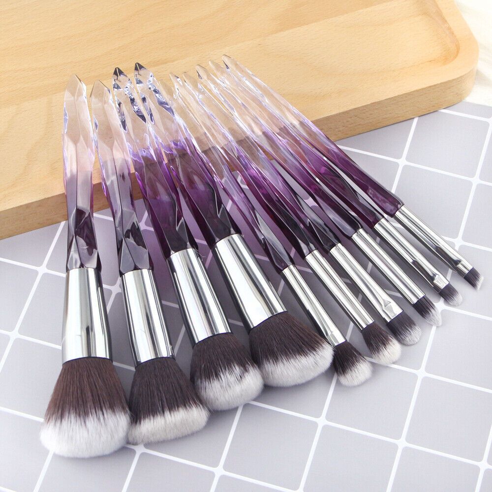 10Pcs Makeup Brushes Professional Big Powder Foundation Crystal Handle Brush UK