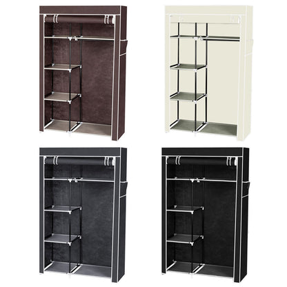 64" Portable Closet Storage Organizer Wardrobe Clothes Rack with Shelves Black