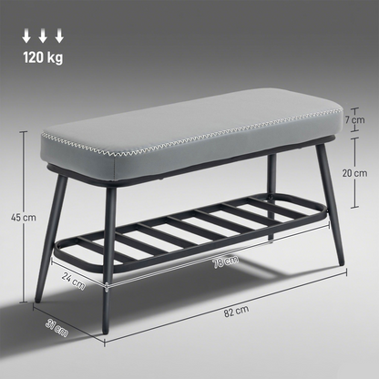 Leather Shoe Storage Bench