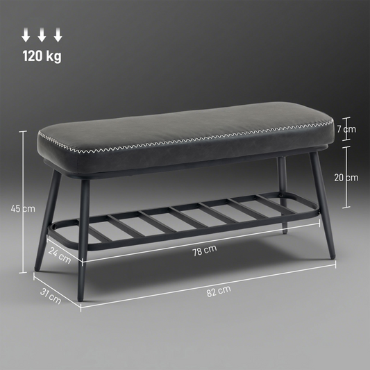 Leather Shoe Storage Bench