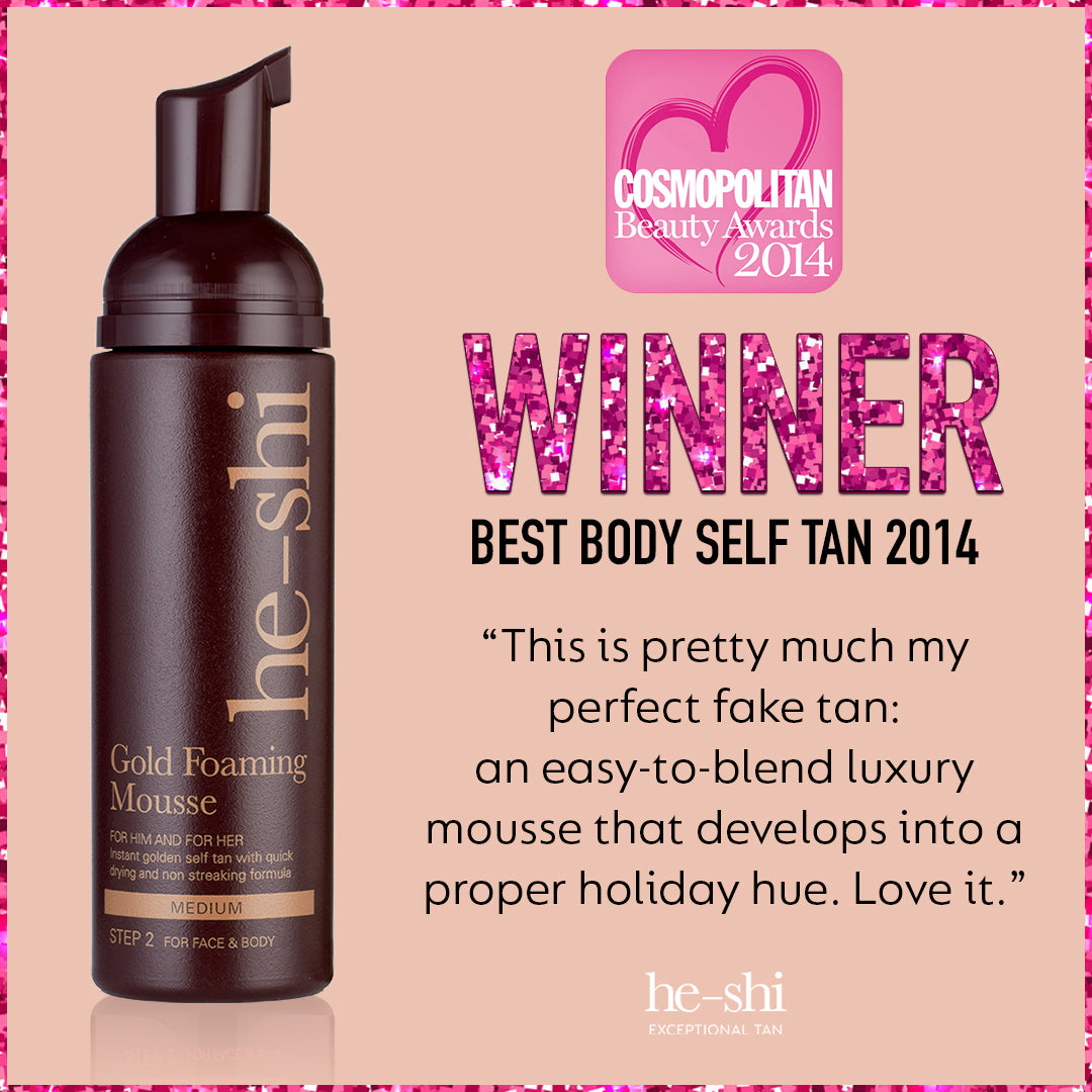 He-Shi Gold Foaming Mousse  - Medium Self Tan - Quick Dry - Easy to Apply