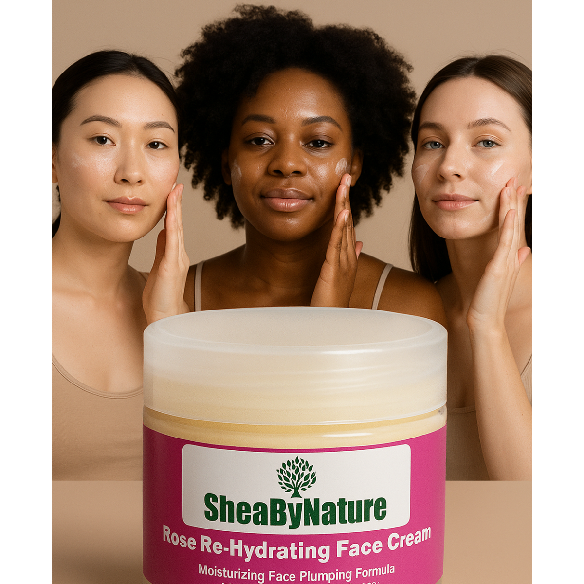 Rose Re-Hydration Face Cream with Shea Butter, Vegan Collagen, Rose Oil and Antioxidants (60ml)