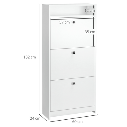 Shoe Storage Cabinet Footwear Organiser Space-saving  3 Drawers -White