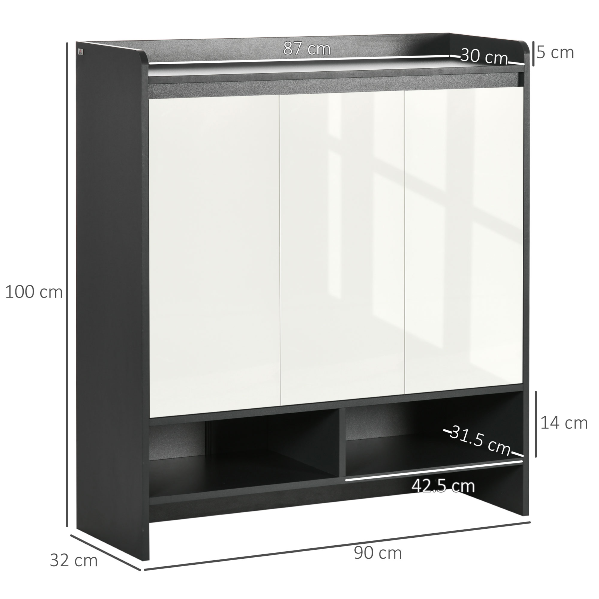 Modern Shoe Cupboard for Hallway with Open Compartment and Adjustable Shelves