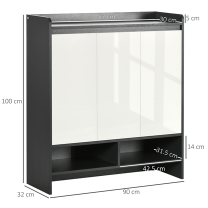 Modern Shoe Cupboard for Hallway with Open Compartment and Adjustable Shelves