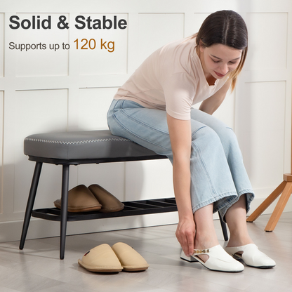 Leather Shoe Storage Bench