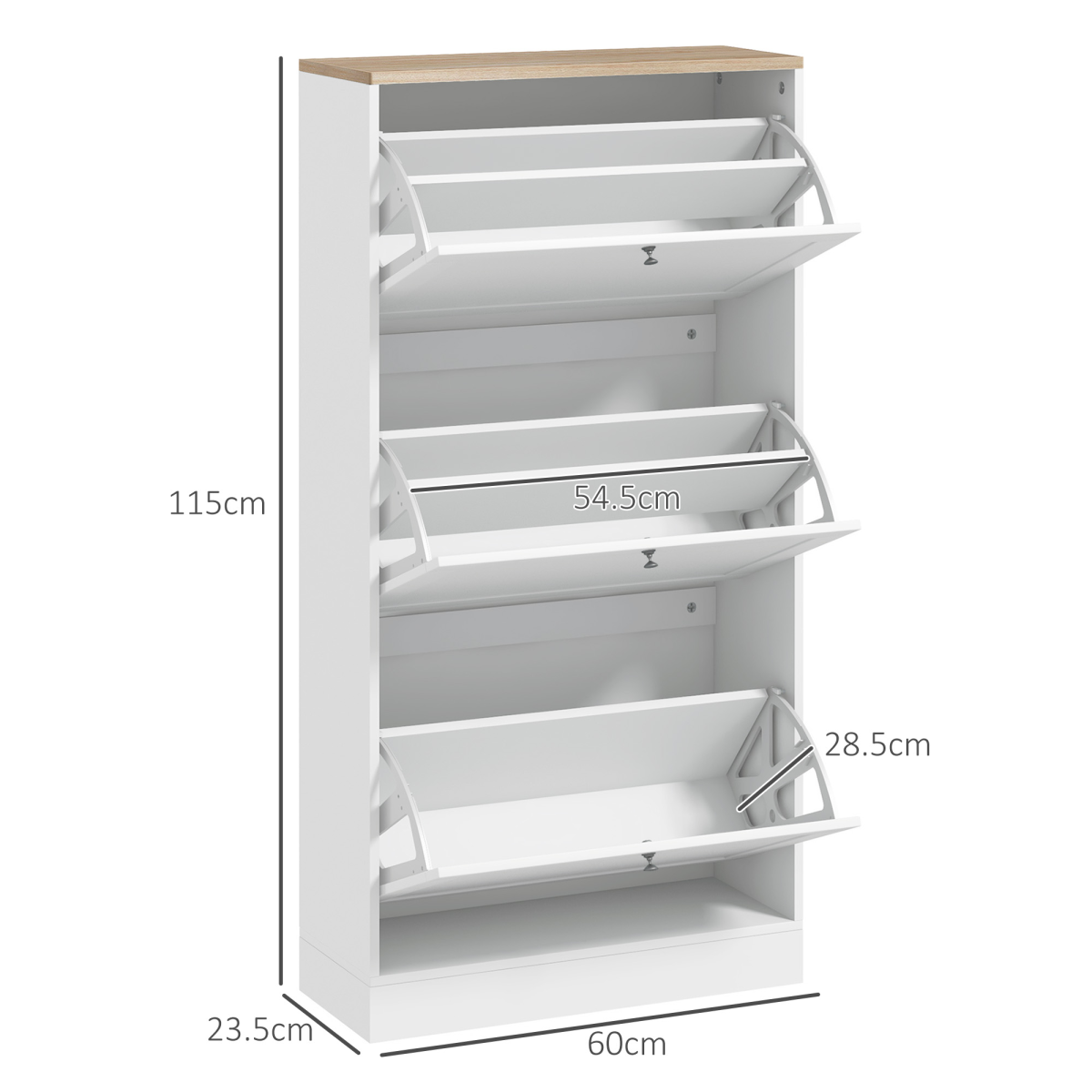 HOMCOM Narrow Shoe Cabinet with 3 Flip Drawers for 18 Pairs of Shoes White