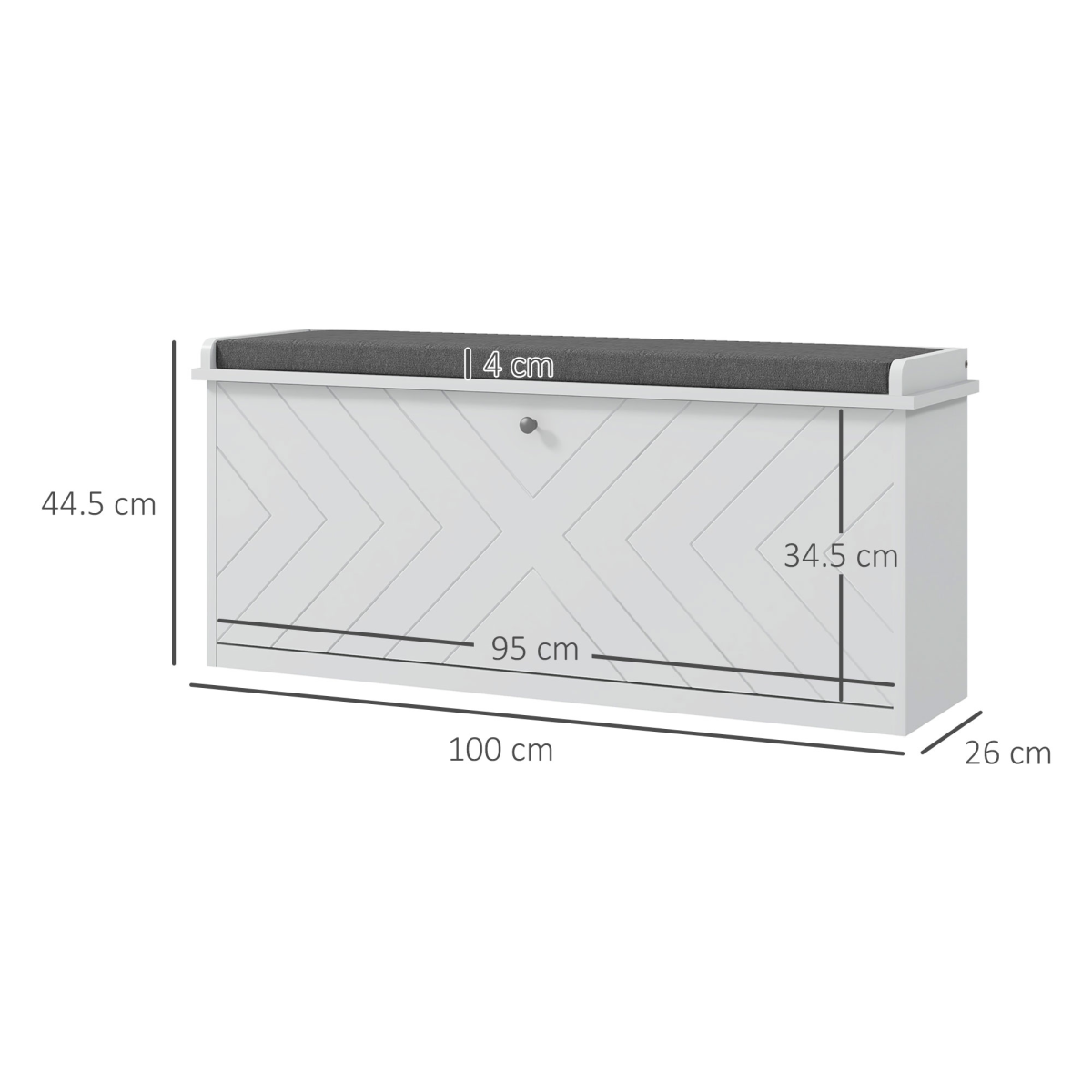 HOMCOM Shoe Bench with Flip Drawer, Cushion, 10 Pairs for Entryway White