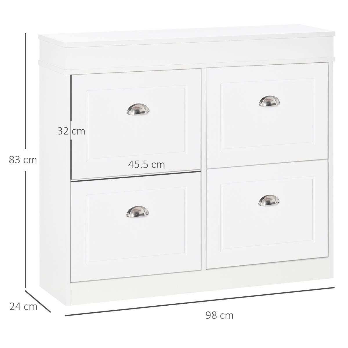 Shoe Cabinet with 4 Flip Drawers Storage Cupboard with Adjustable Shelf HOMCOM