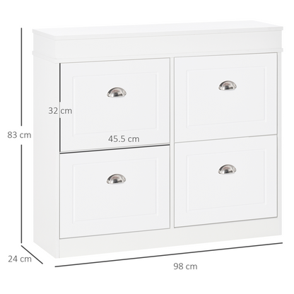 Shoe Cabinet with 4 Flip Drawers Storage Cupboard with Adjustable Shelf HOMCOM