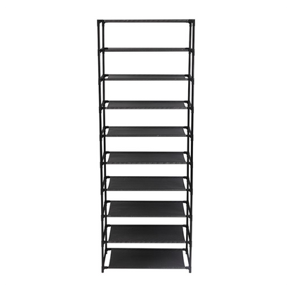 10 Tier Stackable Shoe Rack Storage Shelves - Stainless Steel Frame Holds 50 Pairs Of Shoes