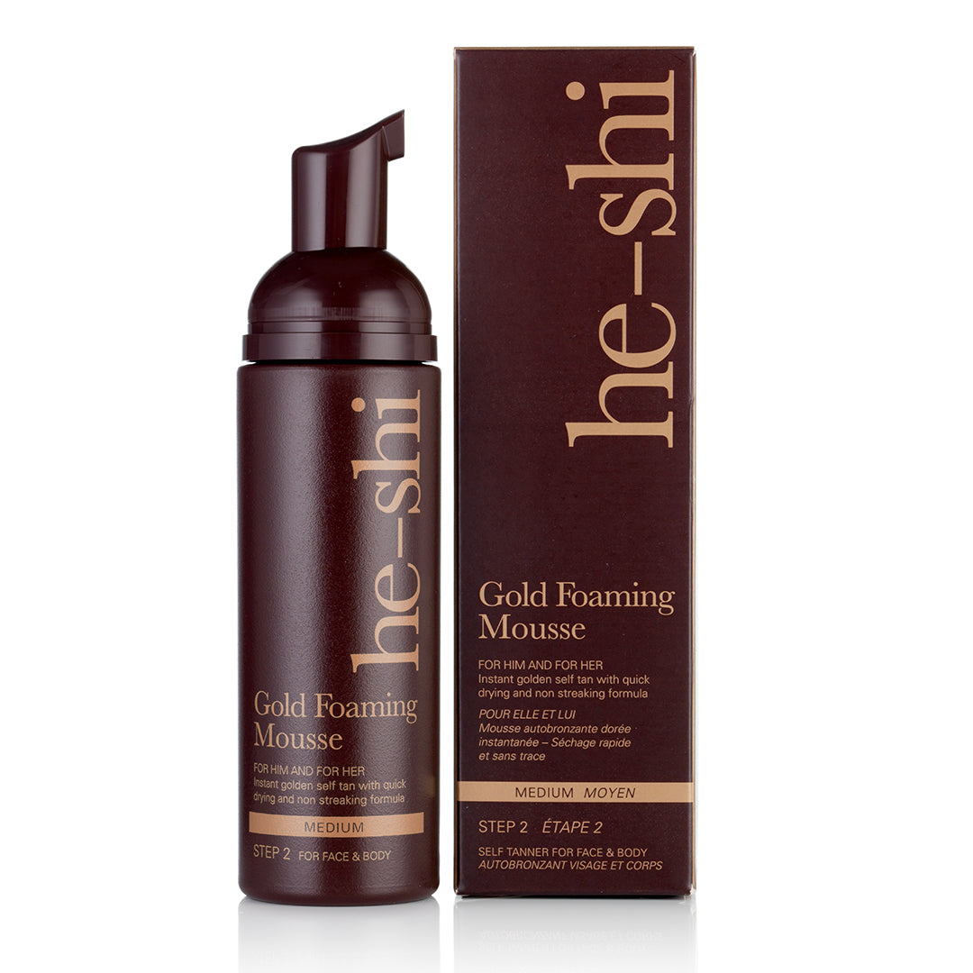 He-Shi Gold Foaming Mousse  - Medium Self Tan - Quick Dry - Easy to Apply
