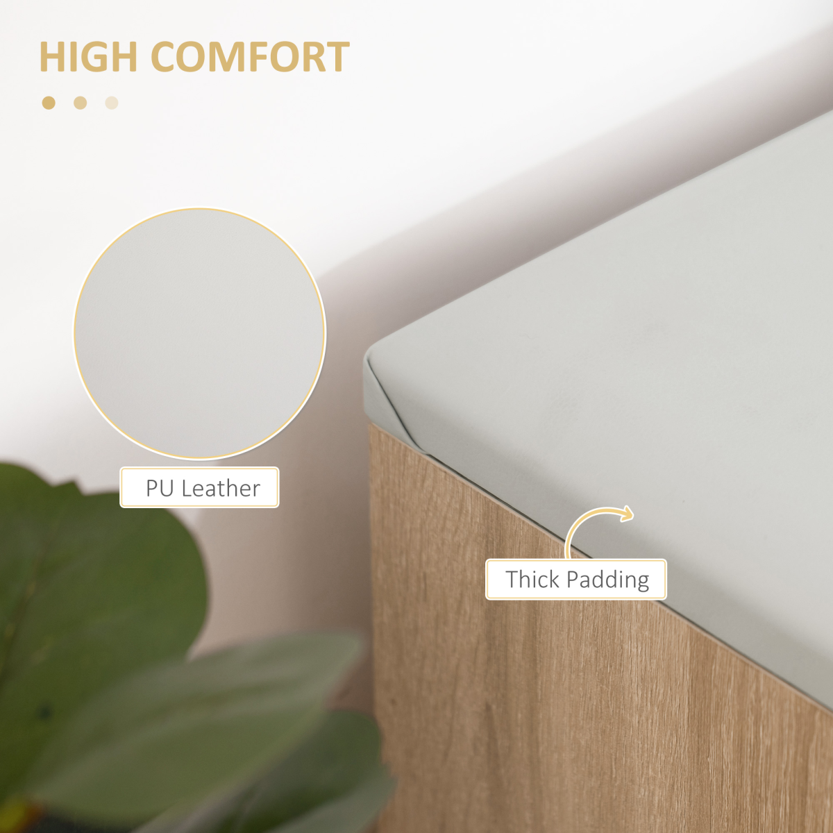 Sit-On Shoe Storage w/ Hidden Compartment Handles Sponge Top 80x30x43 cm Grey