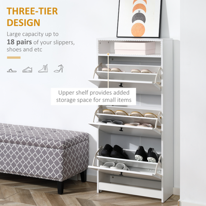 Shoe Storage Cabinet Footwear Organiser Space-saving  3 Drawers -White