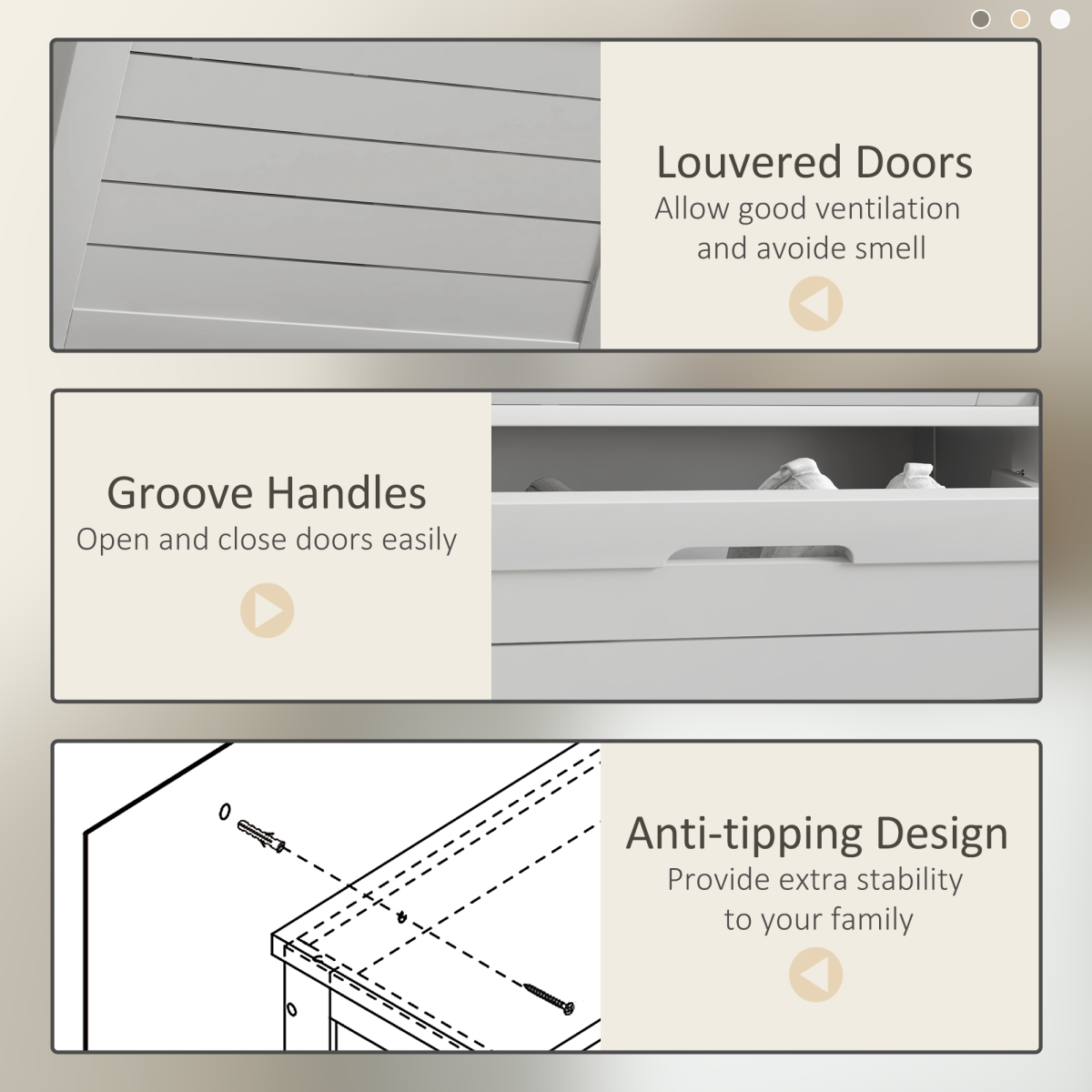 HOMCOM Narrow Shoe Storage Cabinet with 3 Flip Drawers, White