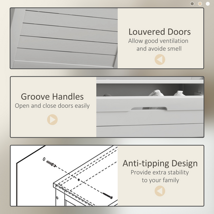 HOMCOM Narrow Shoe Storage Cabinet with 3 Flip Drawers, White