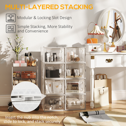 18PCS Clear Shoe Box, Plastic Stackable UK/EU Size up to 12, 28 x 36 x 21cm