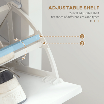 HOMCOM Modern Shoe Cabinet with 2 Flip Drawers and Adjustable Shelves, White