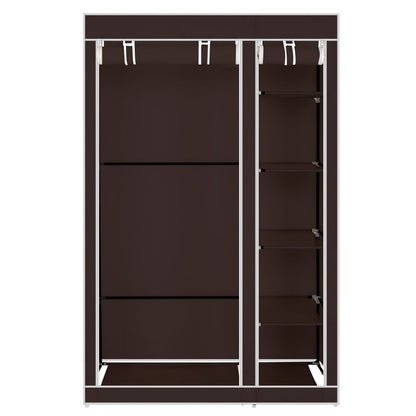 67" Portable Clothes Closet Wardrobe with Non-woven Fabric and Hanging Rod Quick and Easy to Assemble Dark Brown