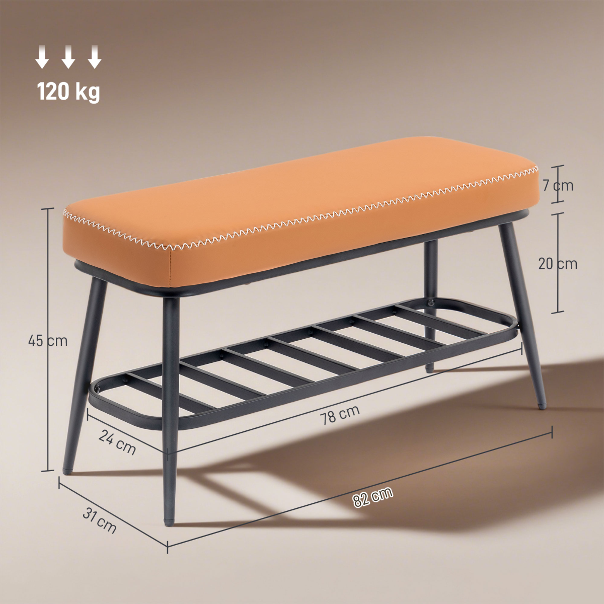 Leather Shoe Storage Bench