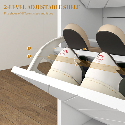 HOMCOM Narrow Shoe Storage Cabinet with 2 Flip Drawers for 12 Pairs of Shoes