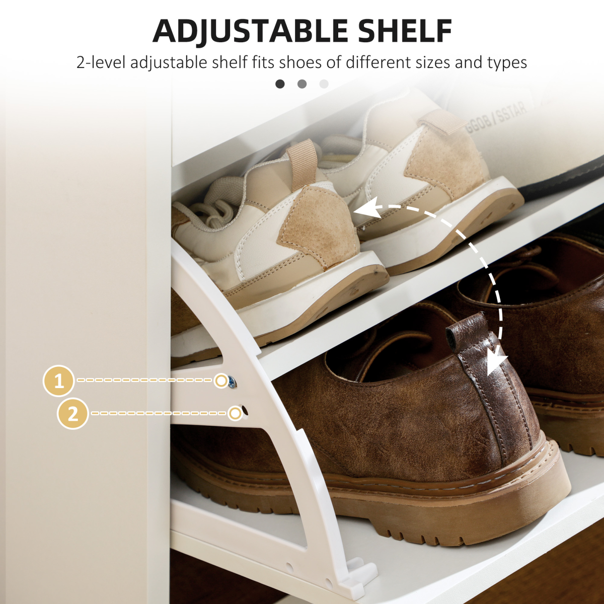 HOMCOM Slim Shoe Cabinet with 2 Flip Drawers for 12 Pairs of Shoes White