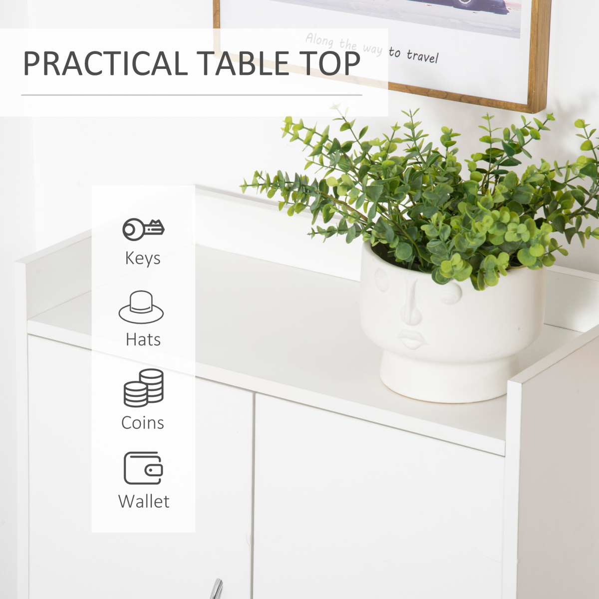 Modern Shoe Cabinet Storage Organizer w/ Doors and Shelves for Entryway