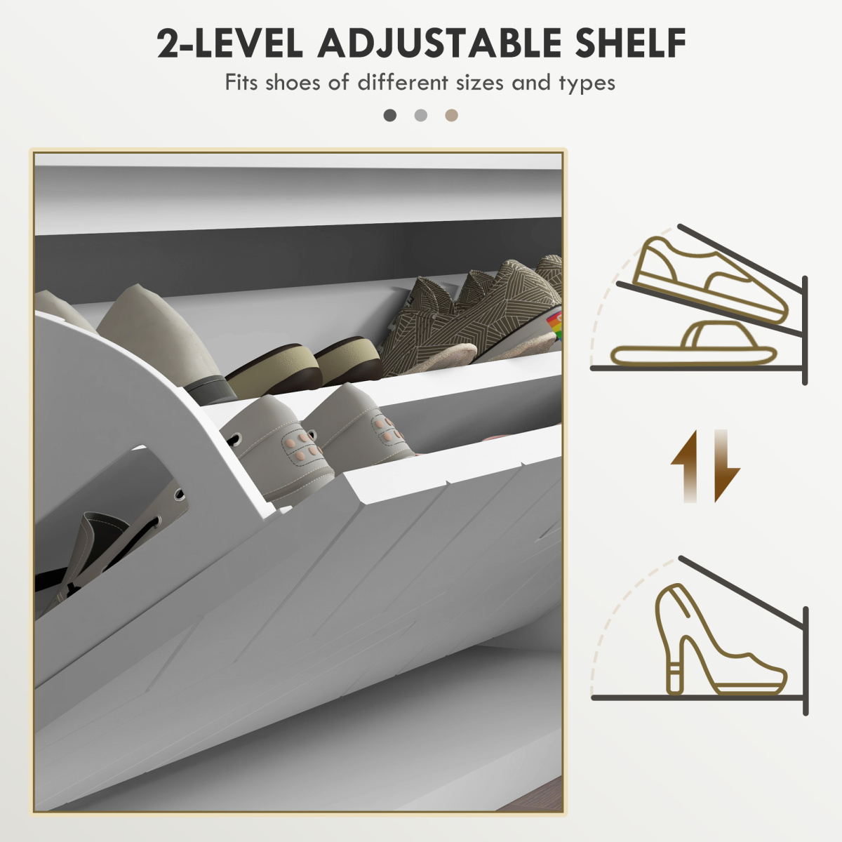 HOMCOM Shoe Bench with Flip Drawer, Cushion, 10 Pairs for Entryway White