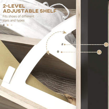 HOMCOM Entryway Shoe Cabinet with 3 Flip Drawers Adjustable Shelves Wood Handles