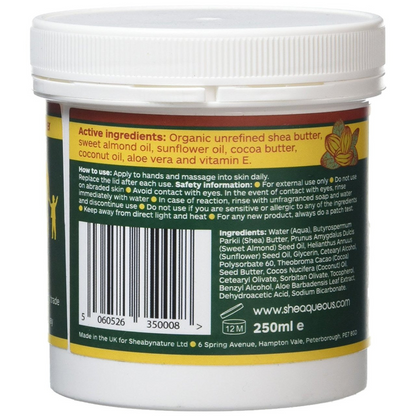 10  Pots of Sheaqueous Aqueous Cream with Organic Shea Butter, Almond Oil, cocoa butter, vitamin E. A natural aqueous cream for very dry skin, for Sensitive Skin, Children, Eczema prone skin , Use in Pregnancy for expanding tummy NO ADDED FRAGRANCE