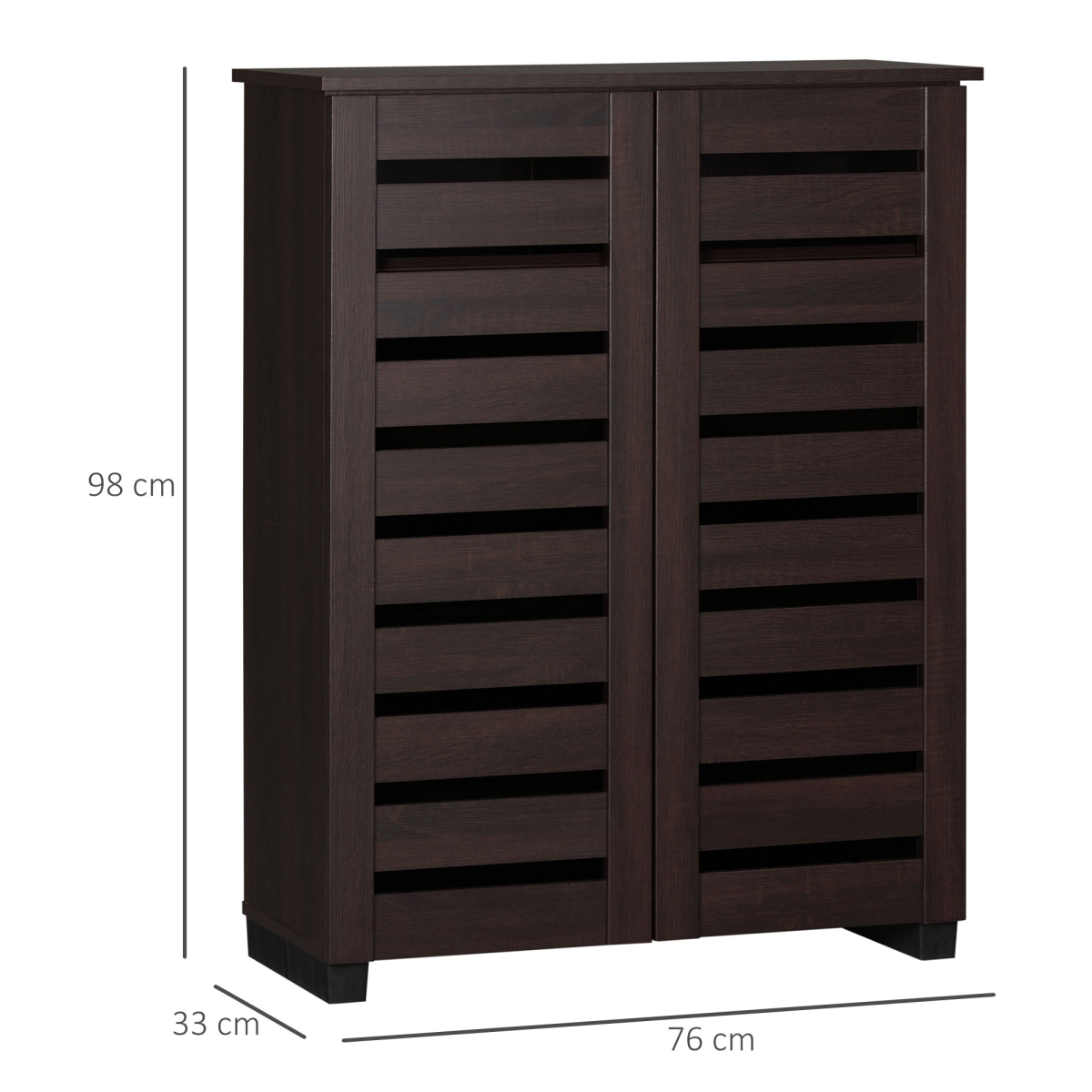 HOMCOM Shoe Storage Cabinet with Slatted Doors for 15 Pairs of Shoes Brown
