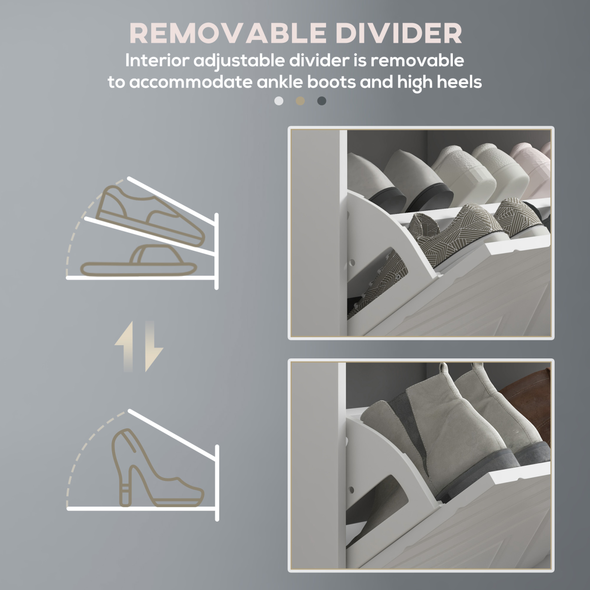 HOMCOM Shoe Bench with 2 Flip Drawers, Cushion, 8 Pairs for Entryway White