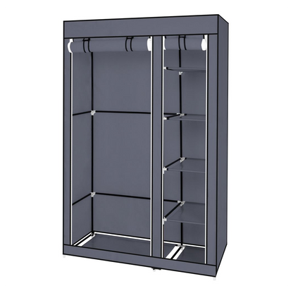 67" Portable Clothes Closet Wardrobe with Non-woven Fabric and Hanging Rod Quick and Easy to Assemble Gray