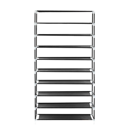10 Tiers Shoe Rack with Dustproof Cover Closet Shoe Storage Cabinet Organizer Black