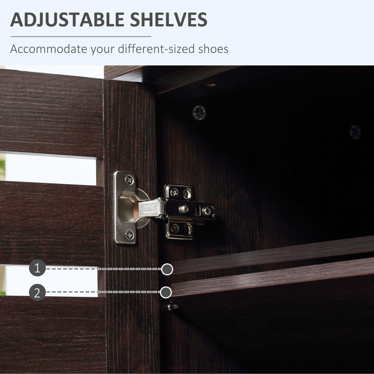 HOMCOM Shoe Storage Cabinet with Slatted Doors for 15 Pairs of Shoes Brown