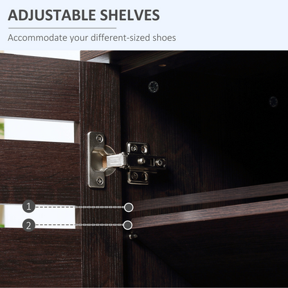 HOMCOM Shoe Storage Cabinet with Slatted Doors for 15 Pairs of Shoes Brown