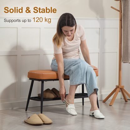 Leather Shoe Storage Bench